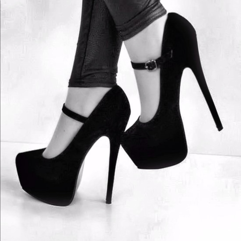 cute platform black heels